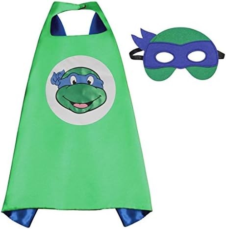 FIGMOON Superhero Cape and Mask, Children Gift, Boys/Girls Dress Up Costume (3D Fallout 4 Key Chain As Free Gift For Children) (Leonardo Ninja Turtle (Blue))