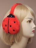 Super pair of Fluffy Fake fur Ladybird Ear muffs ,Adjustable .IMAGE