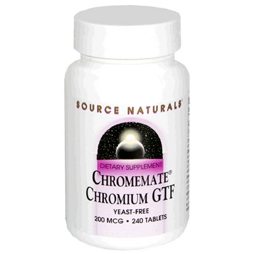 Source Naturals Chromemate Chromium GTF 200mcg Yeast Free, 240 Tablets (Pack of 2)