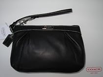 Hot Sale Coach Leather Pleated Medium Wristlet Clutch Purse 46484 Black