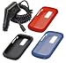 4 Pieces Value Combo of Black, Dark Red and Dark Blue Silicone Skin Cover Case with Car Charger for Blackberry BOLD 9000
