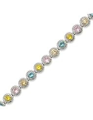 Sterling Silver 7 Inch Multi-color CZ Bracelet - 7 Inch