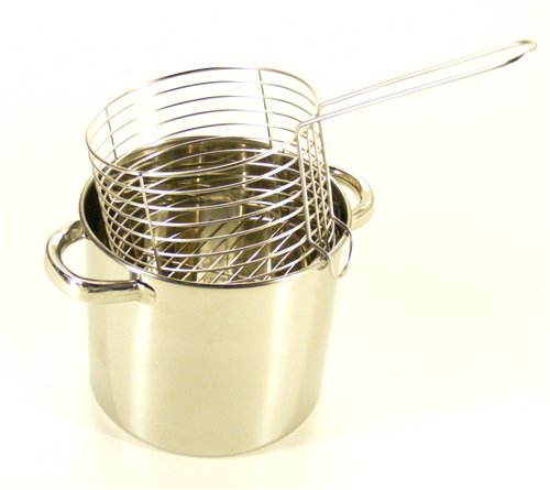 Stainless steel chip pan with basket