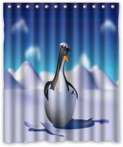 Hatched penguin Print Shower Curtain Polyester Bath Curtain Fabric Waterproof /Mildew Free 60 Inch By 72 Inch