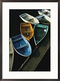 Skiffs tied up at a dock in the inner harbor at Rockport Subject Framed Art Poster Print, 21x29