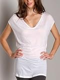 Three Dots Sheer Cap Sleeve Shirt White