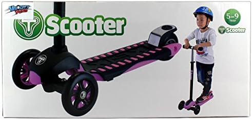 Velocity Scooters '02 Children's Kid's Three Wheeled Toy Kick Scooter w/ Adjustable Handlebars, Rear Fender Brake, Rubber Hand Grips (Blue)