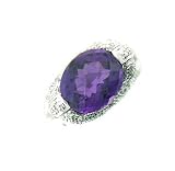  : 14k White Gold With Amethyst Diamonds Ring