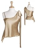 Bias Cut Silk Charmeuse & Chiffon Asymmetrical Reversible Blouse in Gold