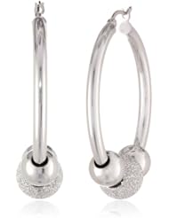Sterling Silver Triple Balls in Hoop Earrings (1.4" Diameter)