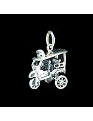 Withlovesilver Solid Sterling Silver 925 " Tuk Tuk (Movable)" Taxi Thailand Pendant