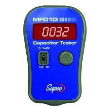 Supco MFD10 Digital Capacitor Tester with LED Display, 0.01 to 10000mF Range, +/- 5% Accuracy