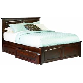 Monterey King Platform Bed with Raised Panel Footboard, Antique Walnut with 4 Raised Panel...