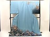 【新品】正絹付下げ／仮縫い／水色、四季の花／綸子 付下げ