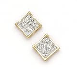 Solid 14K Yellow Gold .16 Carat Micro Pave Genuine Diamond Earrings