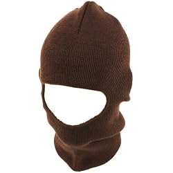 2 in 1 Knit Ski Beanie Skull & Face Mask Hat 2ply Brown
