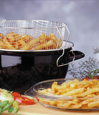 DEEP FRYER/PYREX LID/METAL HANDLE BLACK