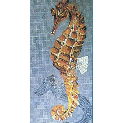 Daltile Glass Mosaic Murals Seahorse 32 x 13 Ceramic Tile & Stone