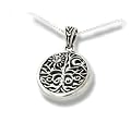 Celtic Tree of Life Art Symbol with Sun and Moon Sterling Silver Pendant with 18