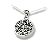 Celtic Tree of Life Art Symbol with Sun and Moon Sterling Silver Pendant with 18