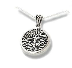 Celtic Tree of Life Art Symbol with Sun and Moon Sterling Silver Pendant with 18" Necklace