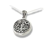 Celtic Tree of Life Art Symbol with Sun and Moon Sterling Silver Pendant with 18" Necklace