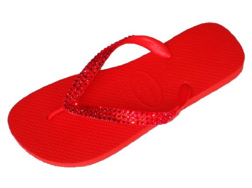 RED LIGHT SIAM Swarovski Crystal Havaianas Flip Flops Sandals Thongs sizes 5-11