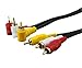 Triple RCA Stereo Audio and Video Cable - Right Angle to Straight 3.2ft / 1 Meter