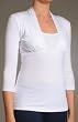Three Dots Empire Waist Cotton Knit Top with 3/4 Sleeve (AA4S499)