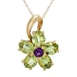 Necklace With 2.00ctw Precious Stones - Genuine Amethyst and Peridots Well Made in Yellow Gold Length 18in