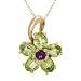 Necklace With 2.00ctw Precious Stones - Genuine Amethyst and Peridots Well Made in Yellow Gold Length 18in