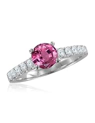 Natural Pink Sapphire and Pave Diamond Engagement Ring in Platinum Band (g,... by My Love Wedding Ring