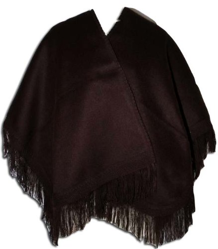 Extra 40% Off Warm Sexy Soft 100% Alpaca Wool Poncho Coat Cape Stylish Solid Dark Brown Color