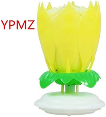 Birthday Candle,Plays Music,with 14 Little Candles and Spins (Yellow)