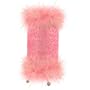 Pink Flurry Lamp, Measures W: 5" H: 10.5" D: 5" This lamp has a laser hologram film wrapped around with a soft EVA mesh material. When it lights up, it projects light effects all over the room.