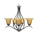 Globe Senneville Five-Light Chandelier, Dark Coffee with Amber Globes #6085801