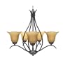Globe Senneville Five-Light Chandelier, Dark Coffee with Amber Globes #6085801