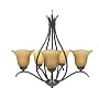 Globe Senneville Five-Light Chandelier, Dark Coffee with Amber Globes #6085801