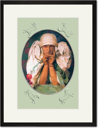 Black Framed/Matted Print 17x23, Jaroslava Mucha