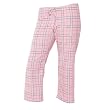 Pink and Black Plaid Check Brushed flannel cotton low rise flared capri pants,