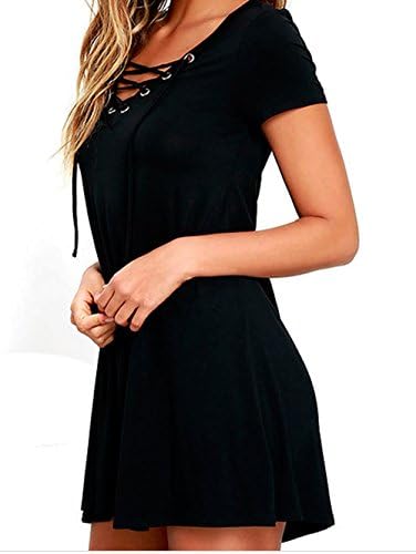 MYHL TOP Black Casual Lace-up Swing Dress