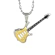 Stainless Steel Gold Guitar Pendant Necklace