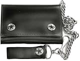 Solid black Tri Fold punk rocker Wallet