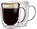 PunPun Clear Coffee Mug,Double Wall Insulated Coffee Mug,Perfect size for Drinking Glass, Mugs with Handle,Glass Coffee Mugs, Lead Free and FDA Approved, Hand Made, Set of 2, Each 12.9 Ounces, 380ml