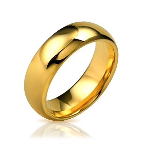Bling Jewelry Gold Plated High Polish Comfort Fit Tungsten Wedding Band