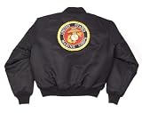 Black Marine Corps Globe & Anchor Logo MA-1 Flight Jacket