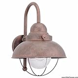 IMAGE OF Sea Gull Lighting 8871-44 Outdoor One-Light Wall Lantern, Weathered Copper Finish