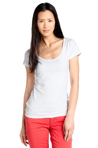 edc by ESPRIT Damen T-Shirt Regular Fit, 032CC1K001, Gr. 34 (XS), Wei&szlig; (drummers white 114 Preisvergleich