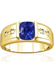 14K Yellow Gold Cushion Cut Blue Sapphire Solitaire Ring