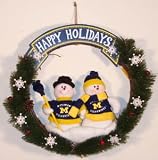 MICHIGAN WOLVERINES NCAA Snowman Holiday CHRISTMAS WREATH